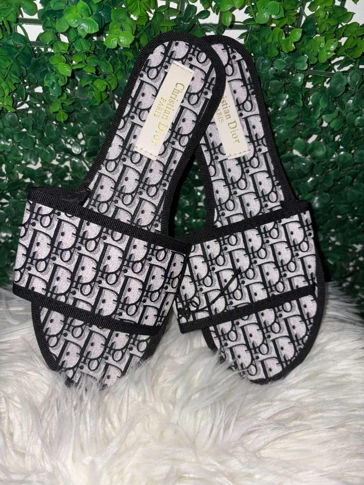 Christian Dior Slippers - White & Black