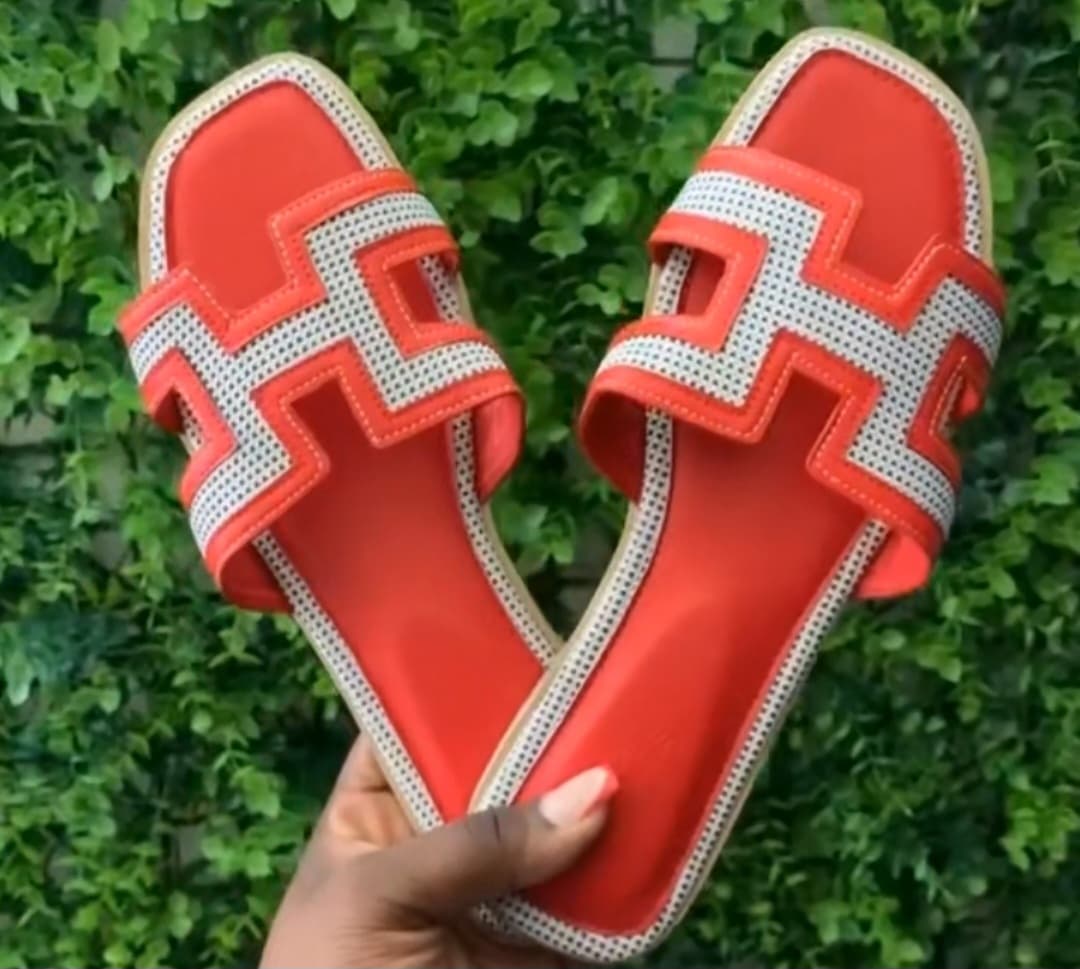 Hermes Slippers - Red & White